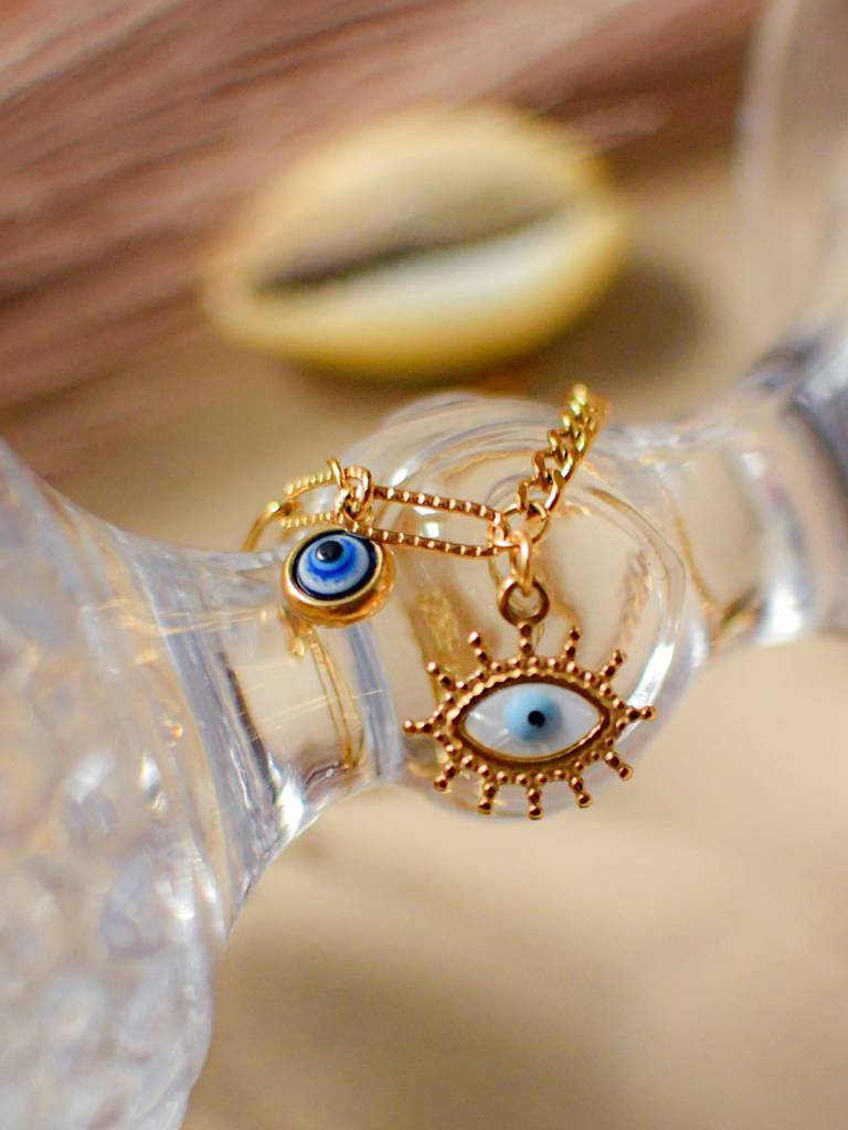 Evil Eye Gold Bracelet Â Anti-Tarnish, Adjustable & Waterproof : ATCB585EECCB
