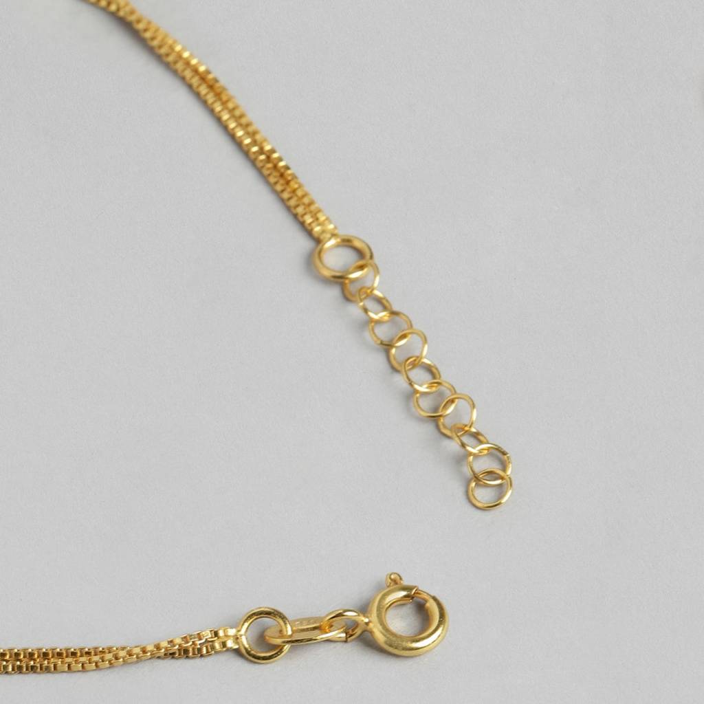 Dainty Silver Heart Gold Plated 925 Silver Anklets : ANK-60174-PAIR