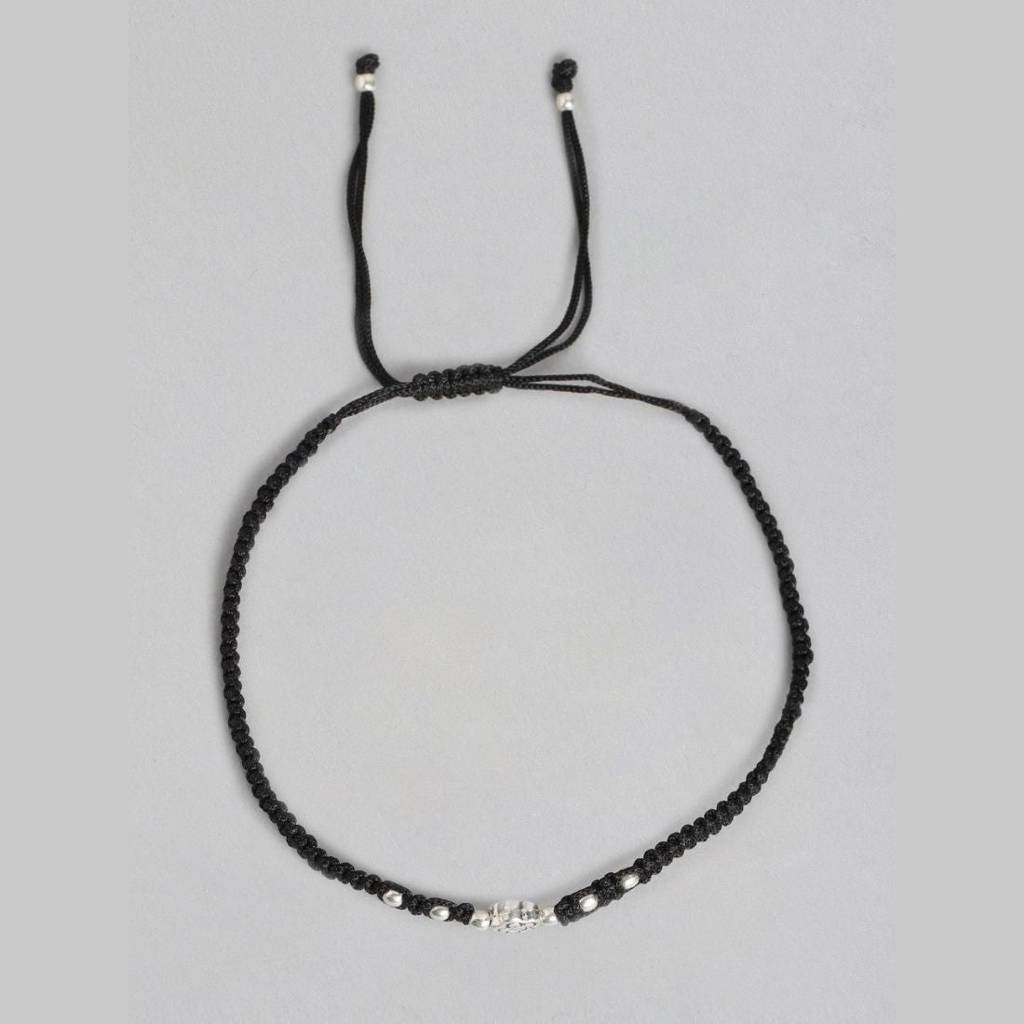 Unifloral Rhodium Plated 925 Sterling Silver Thread Anklet : ANK-60219-PAIR