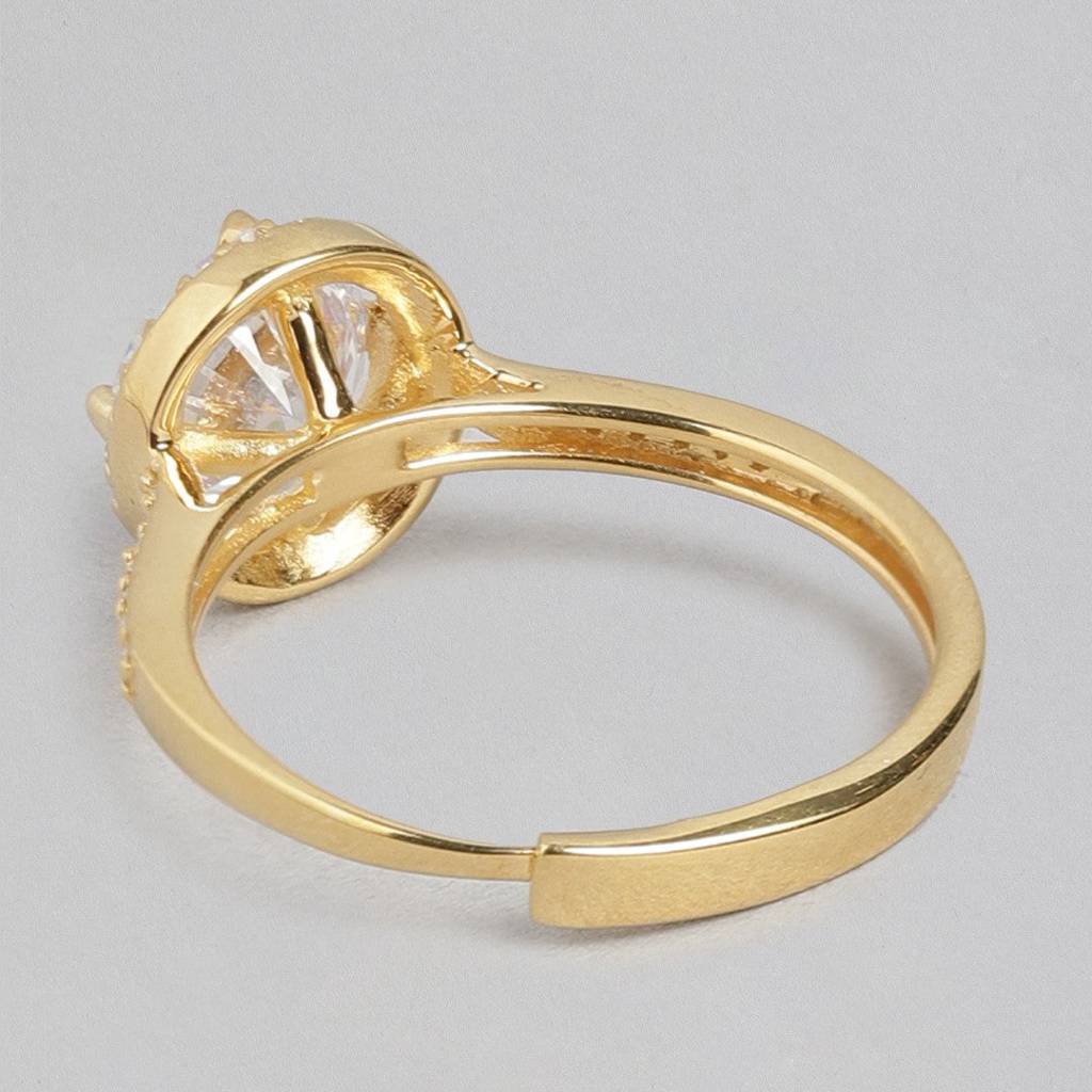 Gilded Love 925 Sterling Silver Gold-Plated Couple Ring (Adjustable) : RNG-40222-CMB-G