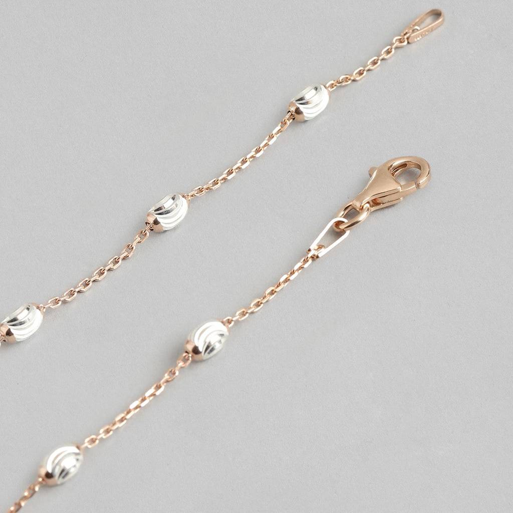 Italian 925 Silver Anklets In Rose Gold : ANK-60050-PAIR
