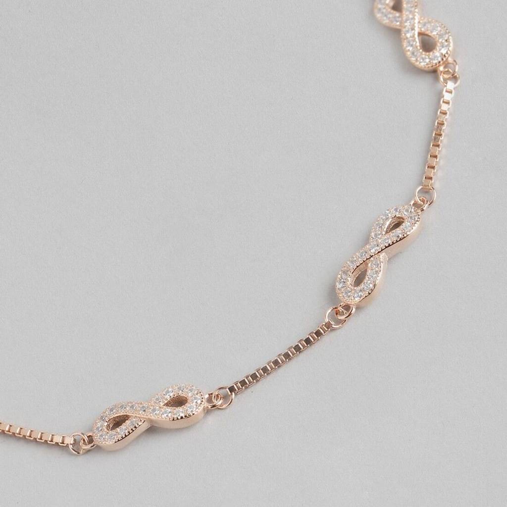 Classy Rose Gold Infinity 925 Silver Bracelet : BR-80078