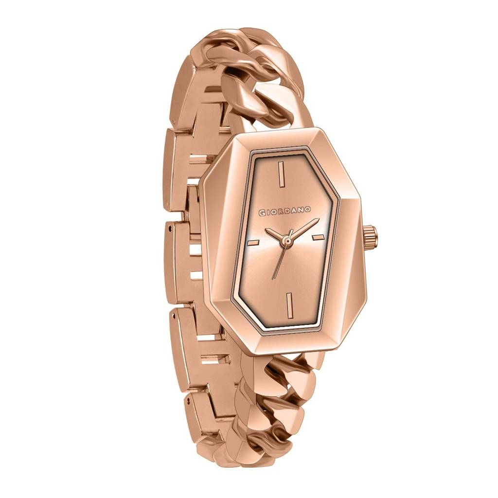 Giordano Stylish Analog Watch For Women Â Hexagon Dial, Trendy Chain Link Stainless Steel Strap, Elegant Dress : GZ-60122-22
