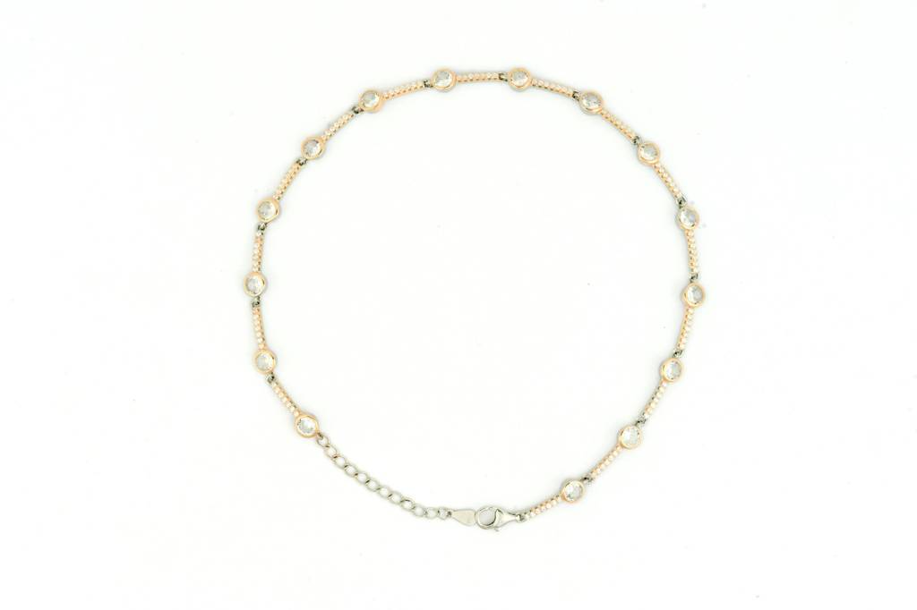 Rose Gold Anklet With Stones With Adjustable Chain : AA144