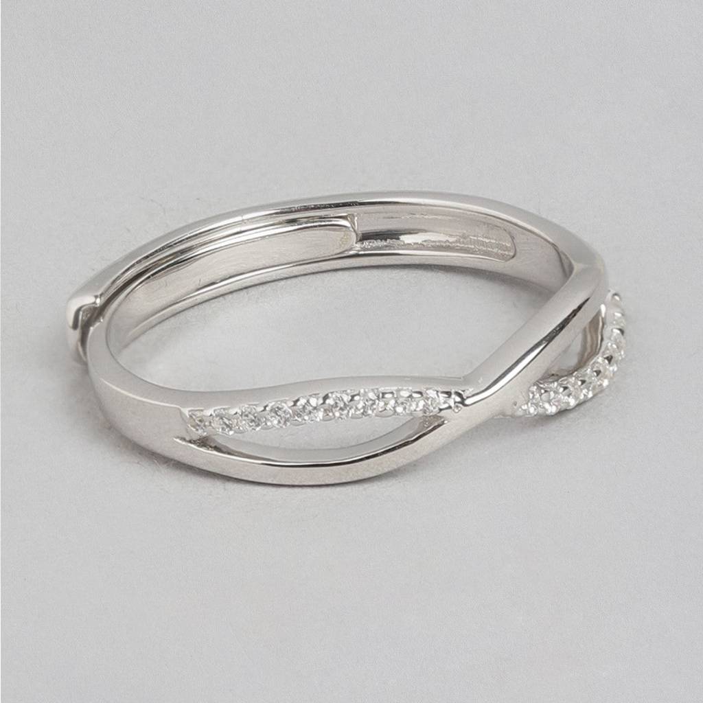 Infinity Bond Rhodium-Plated 925 Sterling Silver Ring (Adjustable) : RNG-40262-CMB-R