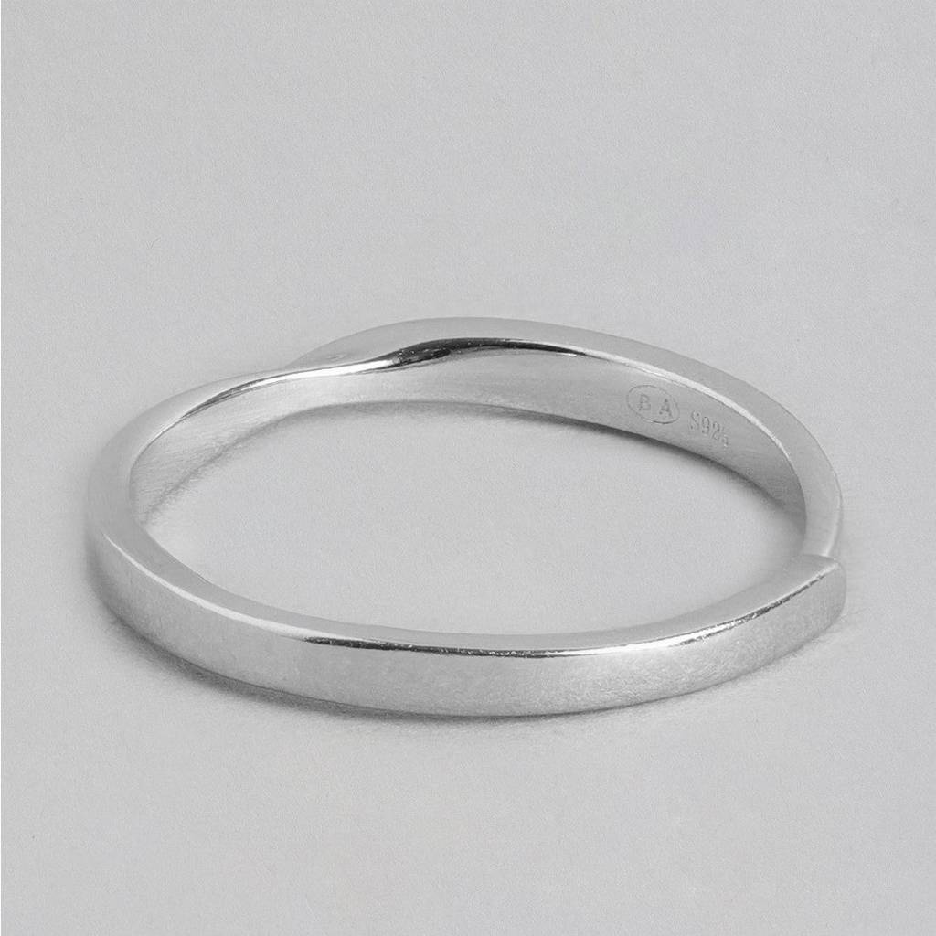 Cut Class Rhodium Plated 925 Sterling Silver Ring For Him (Adjustable) : RNG-40063