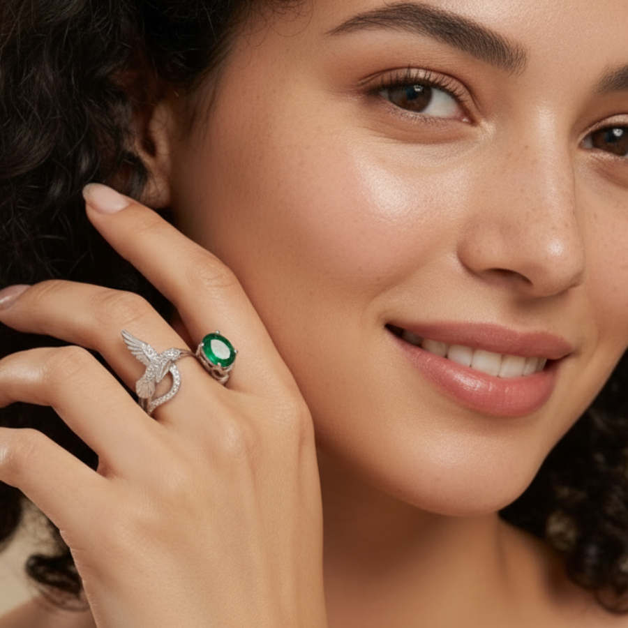 Willow Design Green Stone Silver Plated Ring For Women | Refined Fashion Ring : 1834356816