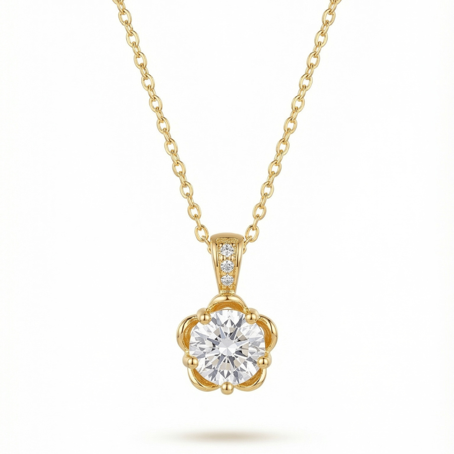Royal Solitaire Necklace For Women | Classic Solitaire Crystal Pendant Jewellery : 7613594859