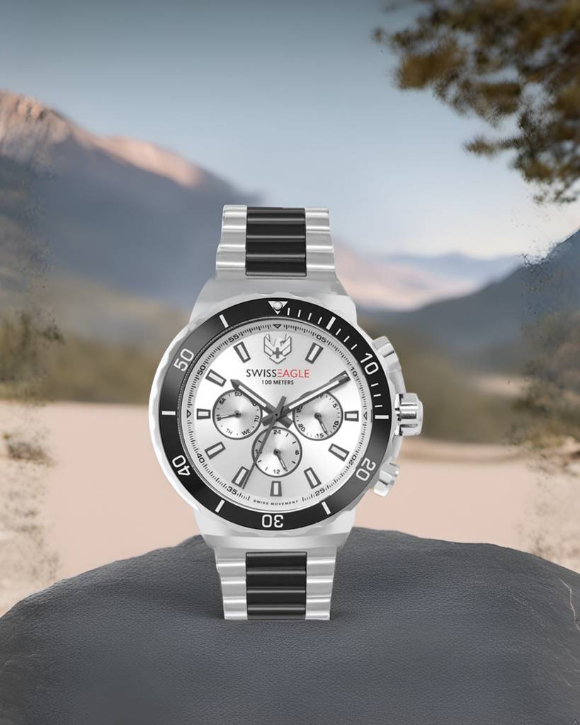 Swiss Eagle Premium Swiss-Made Movement -Multifunction Watch For Men - Stainless Steel Belt - Se-9172 : SE-9172-22A