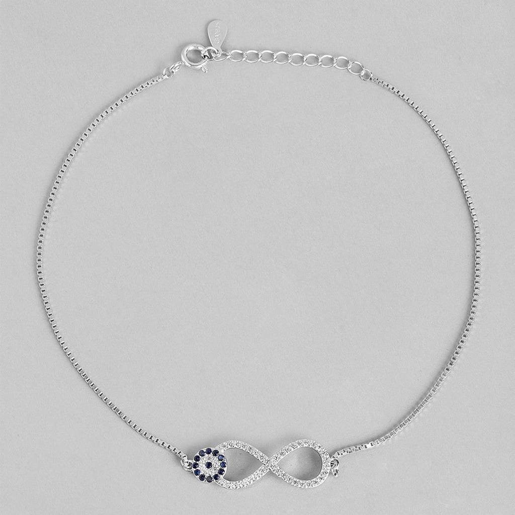 Infinity Evil Eye 925 Silver Anklets : ANK-60015-PAIR