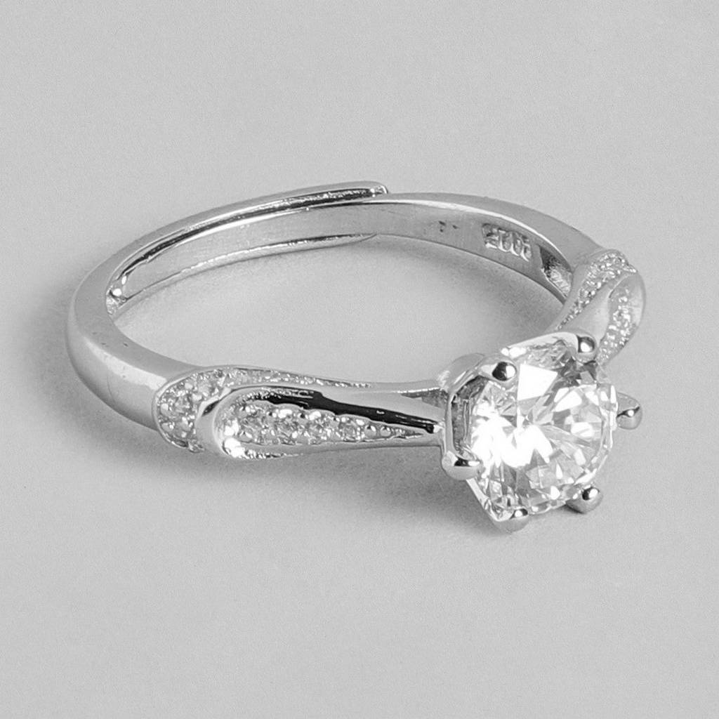 Regal Solitaire 925 Silver Ring (Adjustable) : RNG-40043