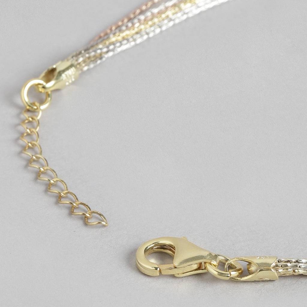 Sevenfold Radiance Triple Tone-Plated 7 Chain 925 Sterling Silver Bracelet : BR-80268-RGRG