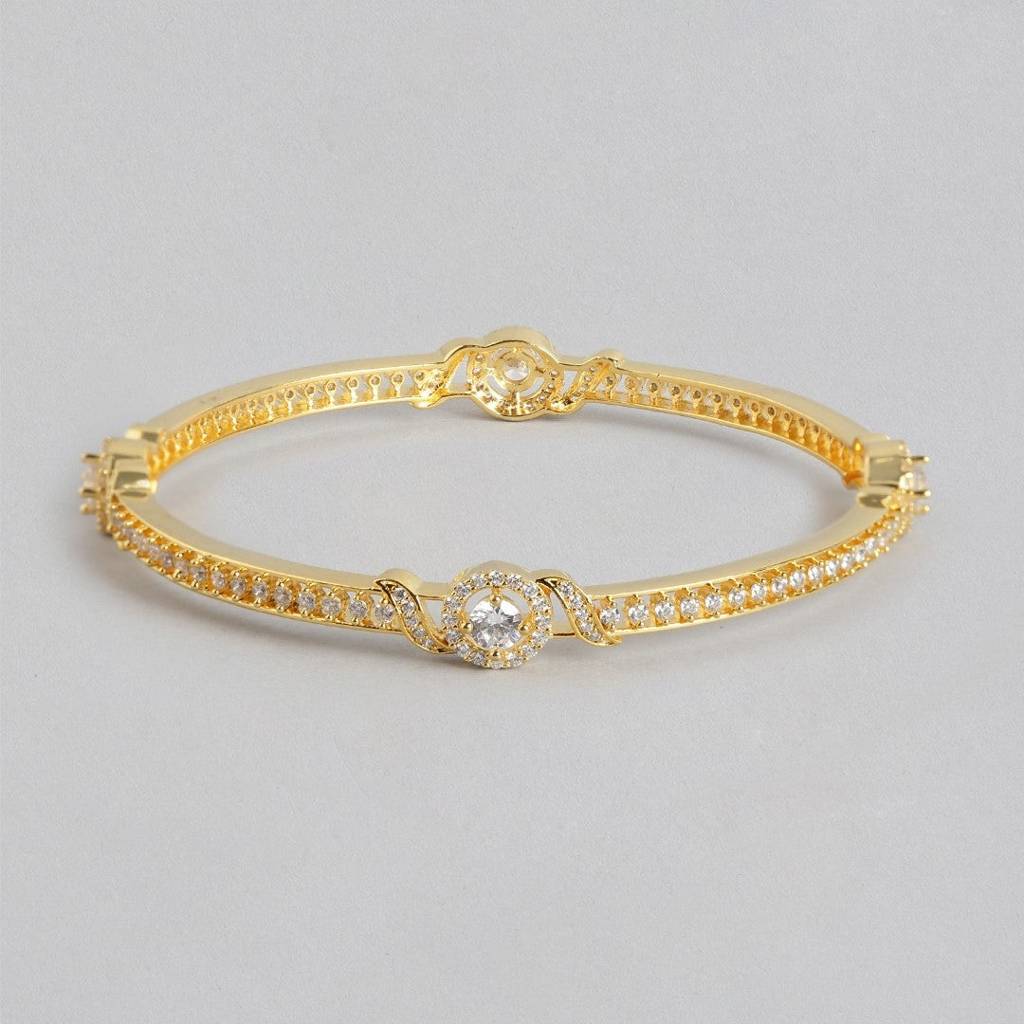 Golden Sparkling Gold-Plated Bangle In 925 Sterling Silver : BA-90006-ONE-2-4