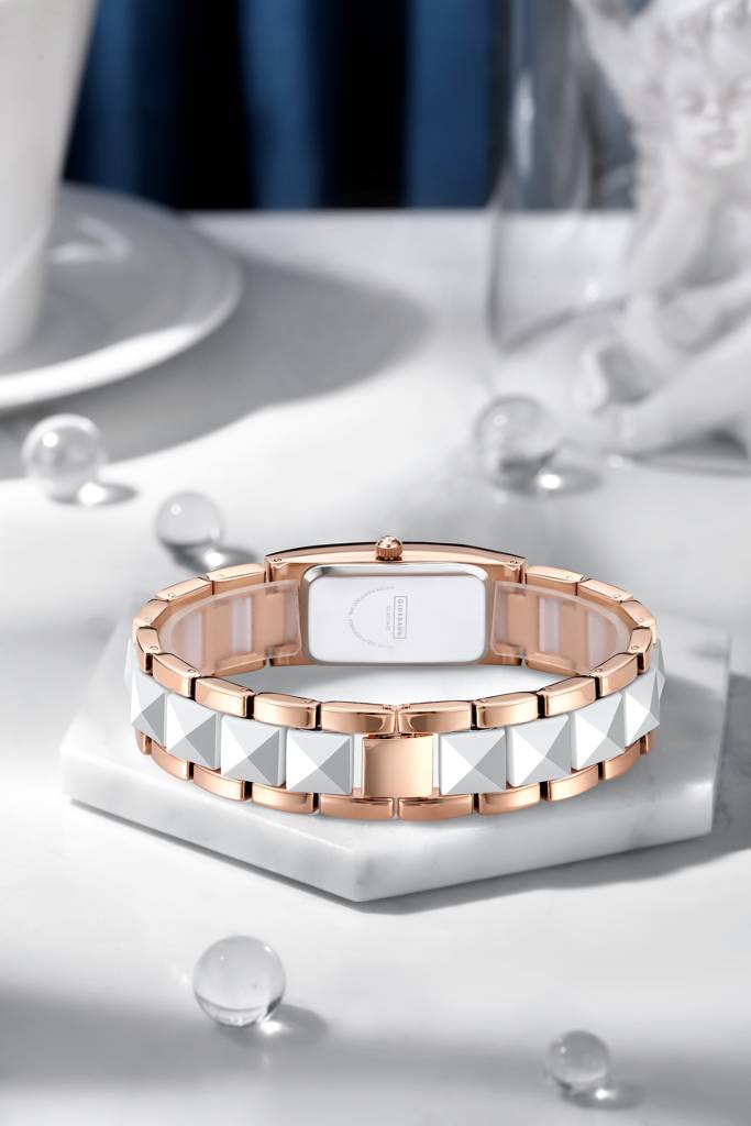 Giordano Luxury Crystal Studded Bracelet Watch For Women - Elegant Rectangular Dial, Quartz Movement And Stainle : GZ-60104-33