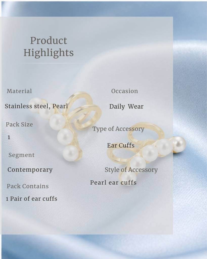 Pearl Ear Cuff For Women | Gold Plated Non-Piercing Pearl Ear Wrap Jewellery : NH43745365