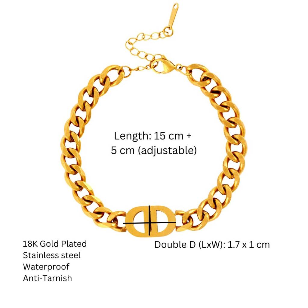 18K Plated Waterproof Antitarnish Link Necklace And Bracelet Set For Women : AMO0924NB689GC