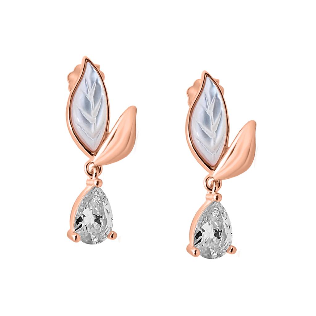925 Pure Silver Zircon Studded Rose Gold Chain Pendant Set-Cps1022 : CPS1022