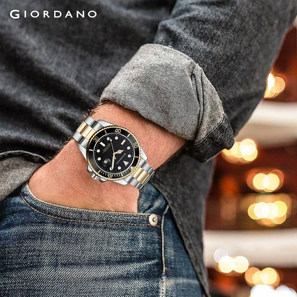 Analog Wrist Watch For Men Stylish Metal Strap With Water Resistant 3 Hand Mechanism Watch : GD-50006-55