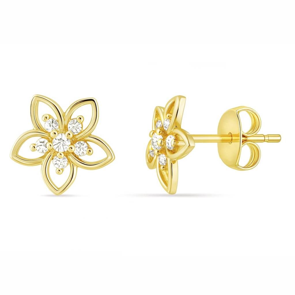 Zavya Love And Bloom X A Little Daily Delight Stud Gold Plated Earrings : EAR-21022-G-FLoral