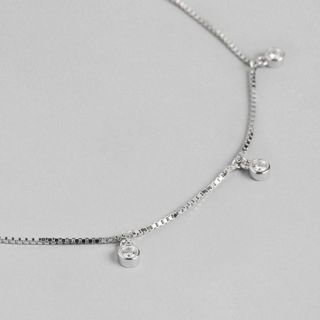 Pretty Delicate Drops 925 Silver Anklets : ANK-60031-PAIR