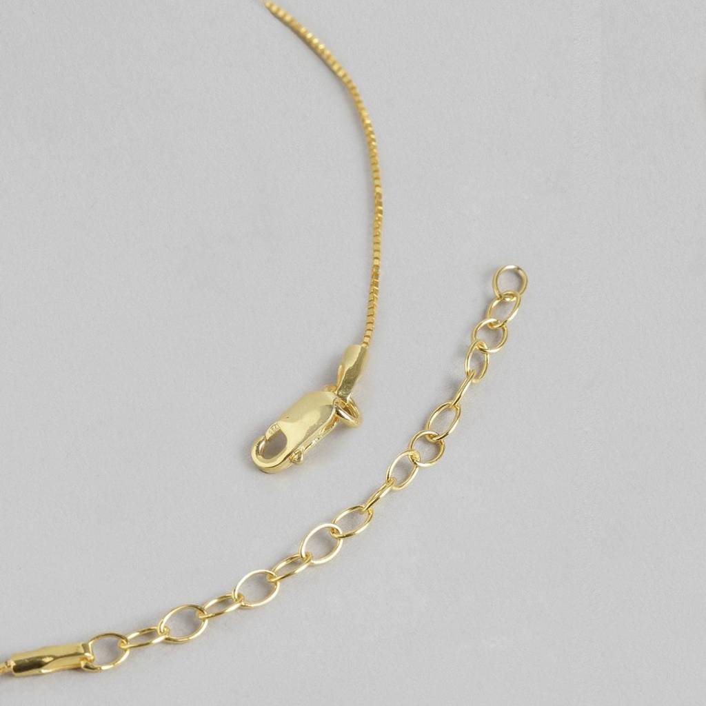 Classic Solitaire Golden Plated 925 Sterling Silver Jewellery Set : JS-70049-C