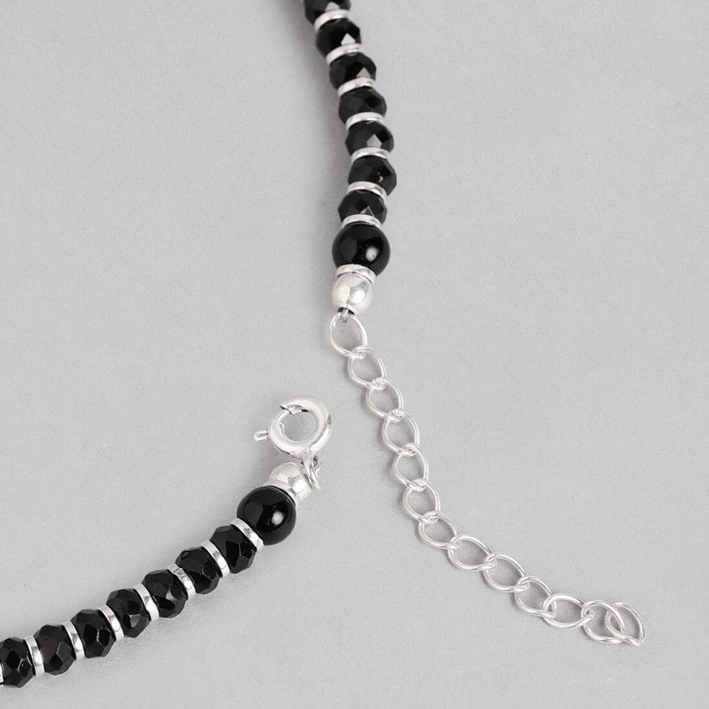 Guardian Evil Eye Beaded Silver-Plated 925 Sterling Silver Anklet : ANK-60307-PAIR-S
