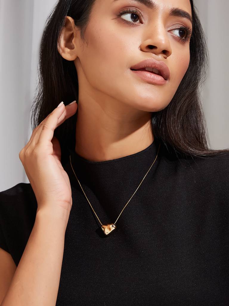 Organic Shape Casual Gold Necklace : YI24A0161N