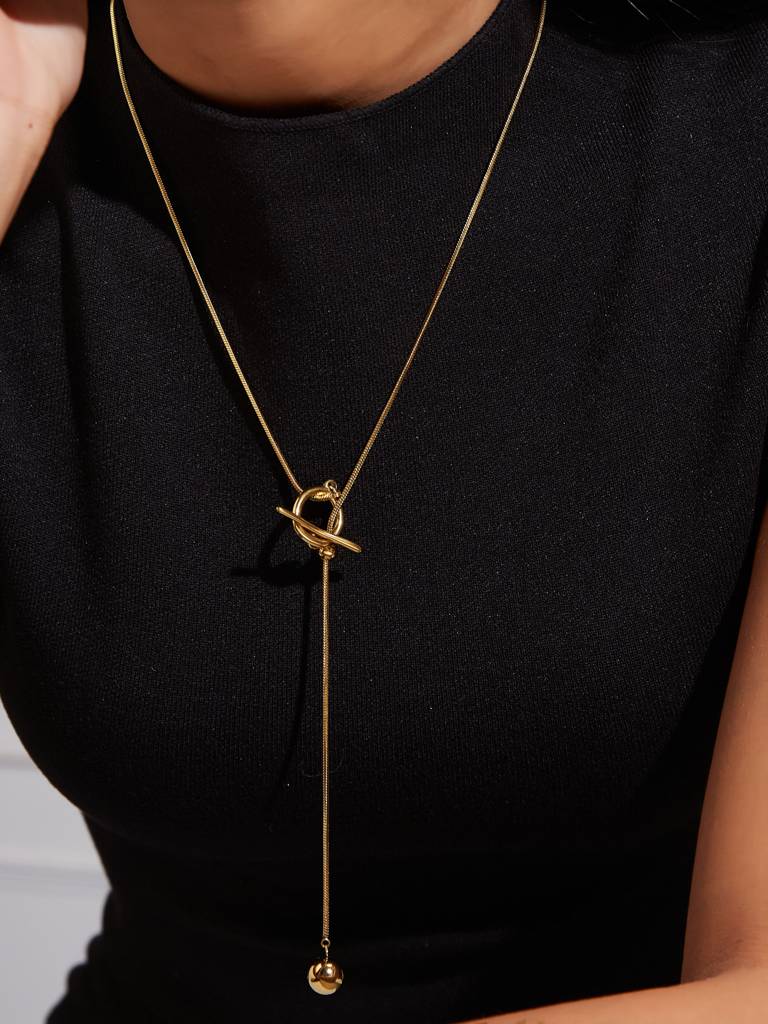 Gold Plated Snake Chain Adjustable Necklace : YI24A0085N