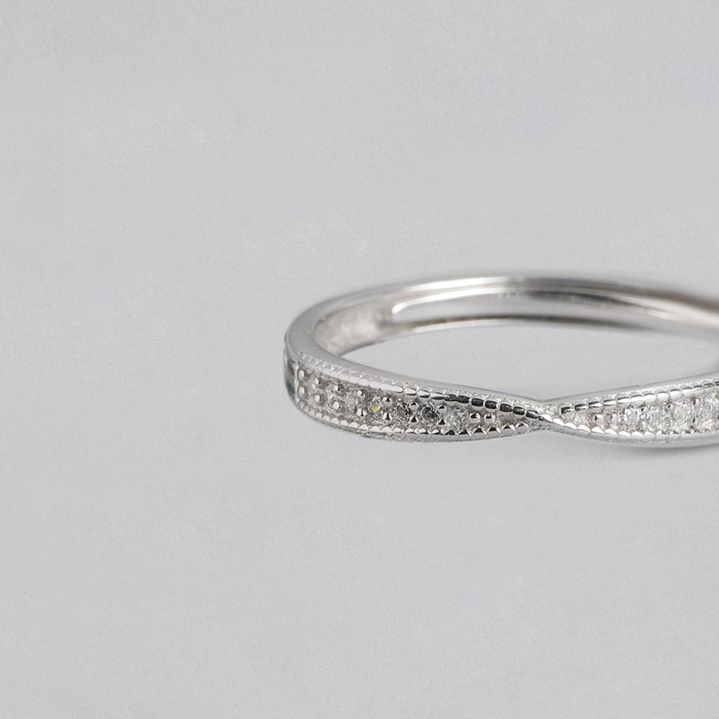 Cz Studded 925 Sterling Silver Women Ring (Adjustable) : RNG-40110