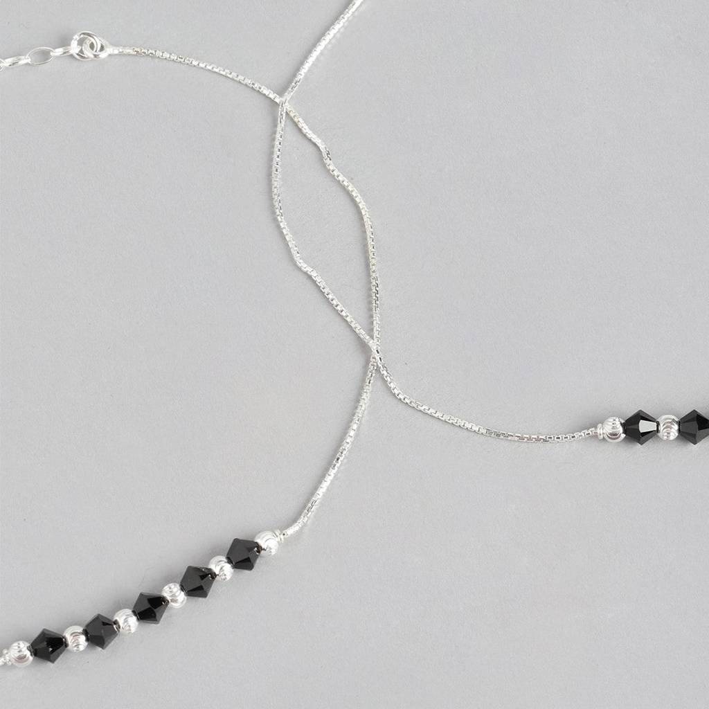 Graceful Whispers Rhodium-Plated 925 Sterling Silver Anklet : ANK-60275-PAIR