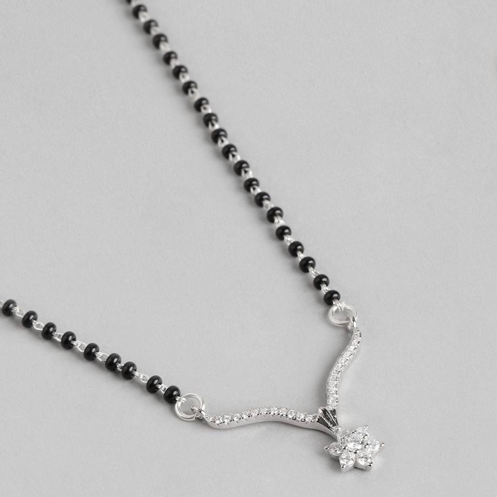 Floral 925 Silver Mangalsutra : MGS-10003-C