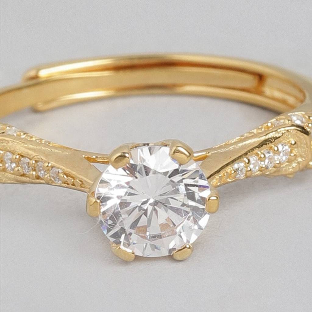 Gilded Allure Adjustable Gold Plated 925 Sterling Silver Ring (Adjustable) : RNG-40152