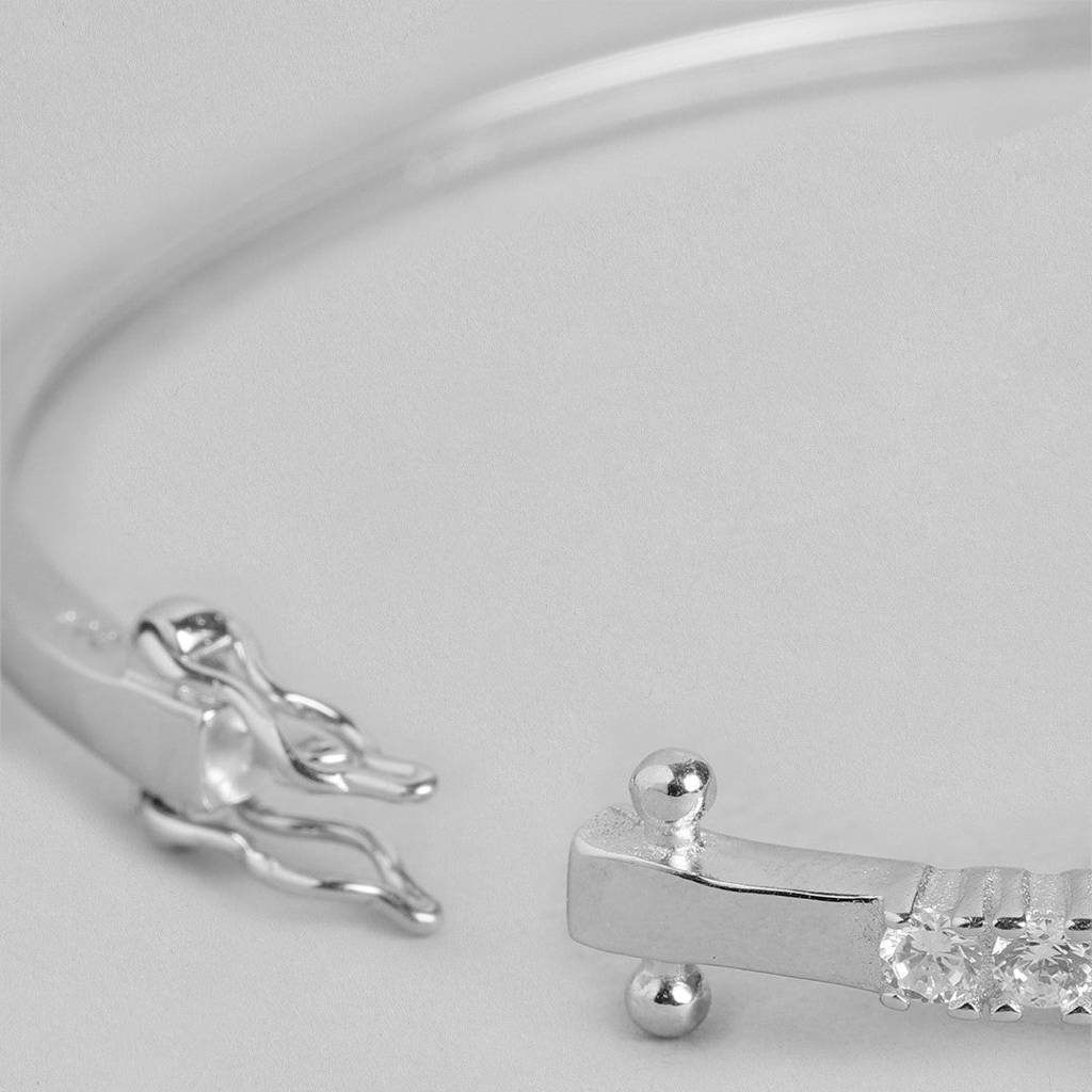 Square Solitaire Cz 925 Sterling Silver Bracelet : BR-80140