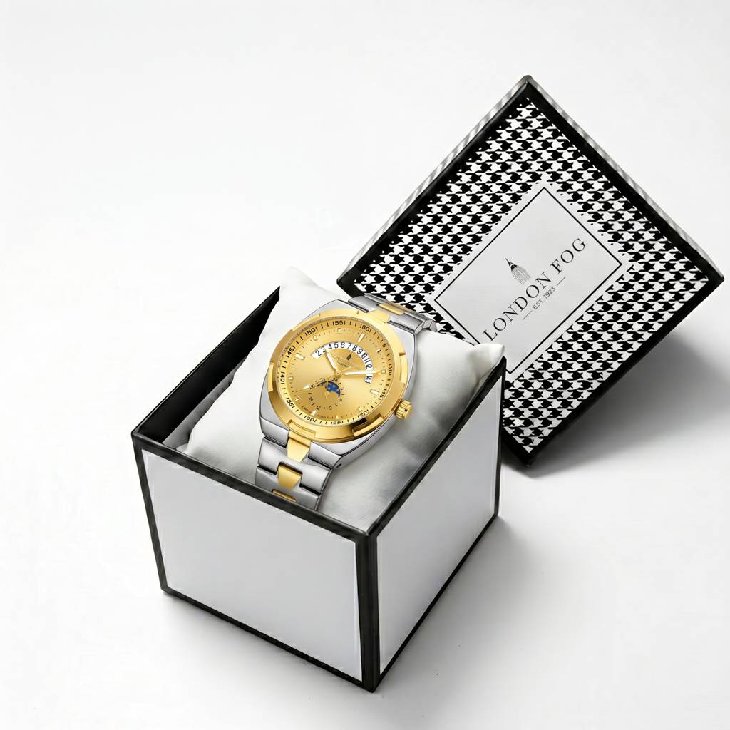Camden Collection Analog Quartz Watch For Men With Round Dial, Retrograde Date Display, 24-Hour Day-Night Indica : LFM10021-22