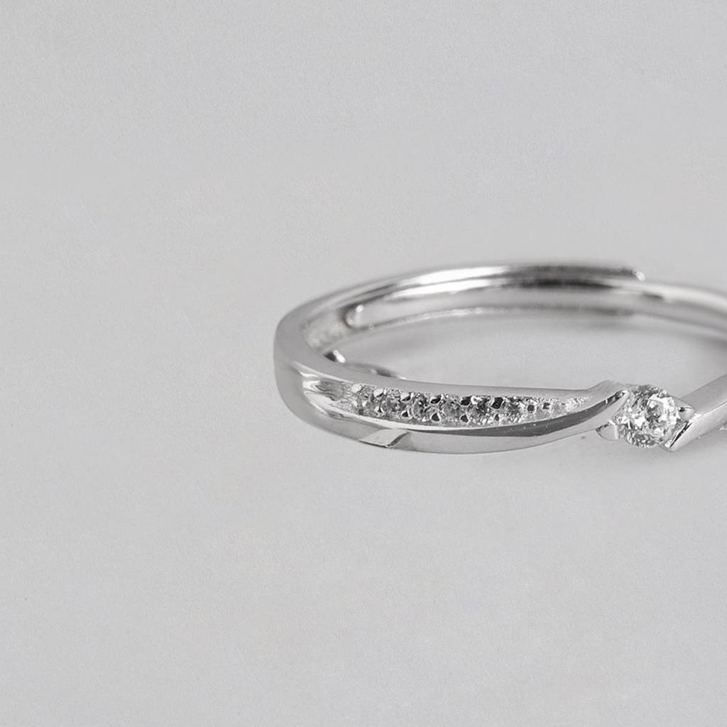 Minimal Cz Studded 925 Sterling Silver Women Ring (Adjustable) : RNG-40108