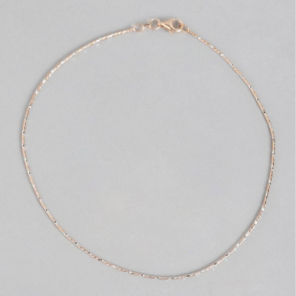 Simple Rose Gold 925 Sterling Silver Anklet : ANK-60070-PAIR