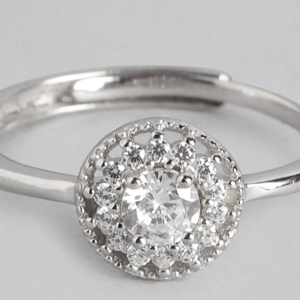 Solitaire Cz Studded 925 Sterling Silver Ring (Adjustable) : RNG-40071