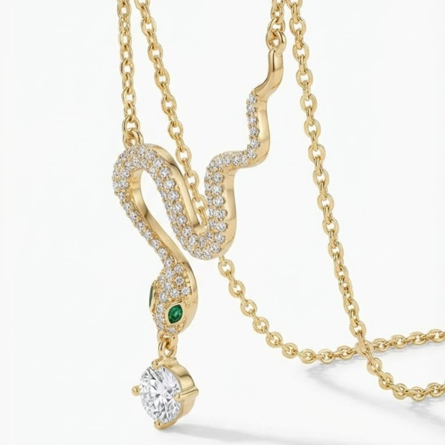 Dainty Snake Pendant Necklace For Women – Elegant Minimal Snake Design With Sleek Modern Finish | Premium Contemp : 6956550090
