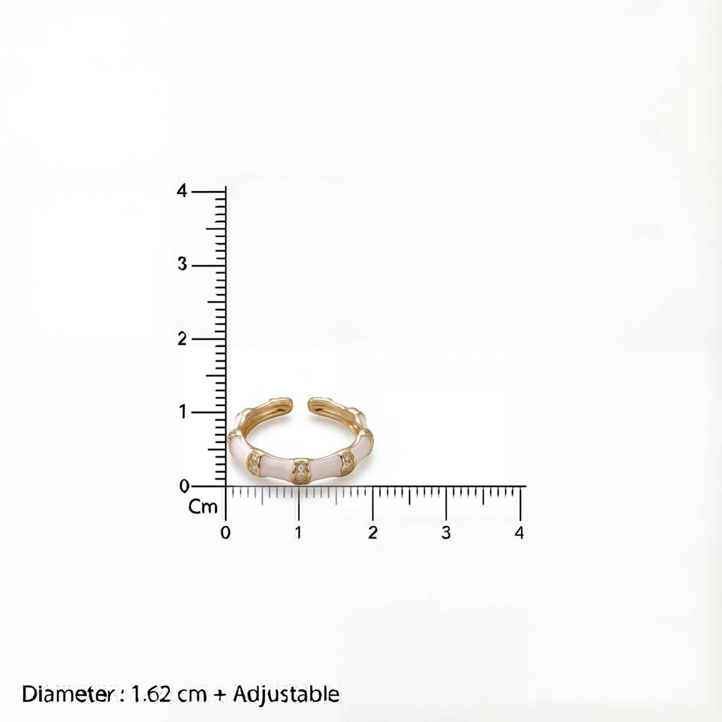 Korean Ivory Enamel & Gold Bamboo Wrap Ring : YUFSRG005-WH