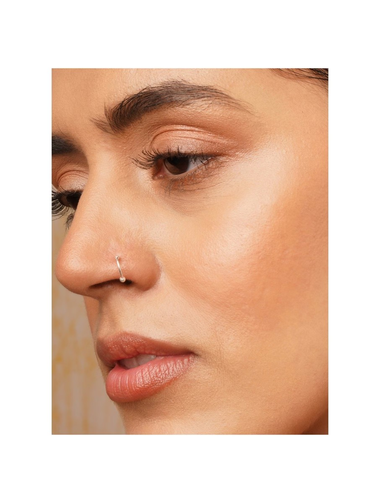 925 Sterling Silver One Bead Hoop Nose Ring : ARSNP247