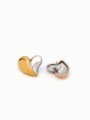 Double Toned Sim Heart Studs : A-DOUB-EARRI-A-0251-S