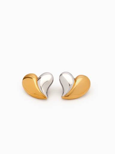 Double Toned Sim Heart Studs : A-DOUB-EARRI-A-0251-S