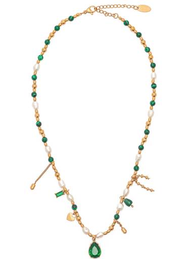 Emerald Pearl Necklace : A-EMER-NECKL-A-0234-S