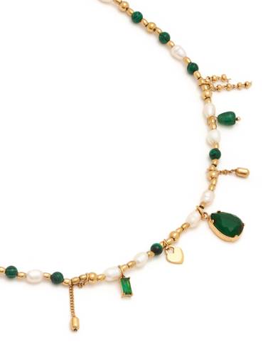 Emerald Pearl Necklace : A-EMER-NECKL-A-0234-S
