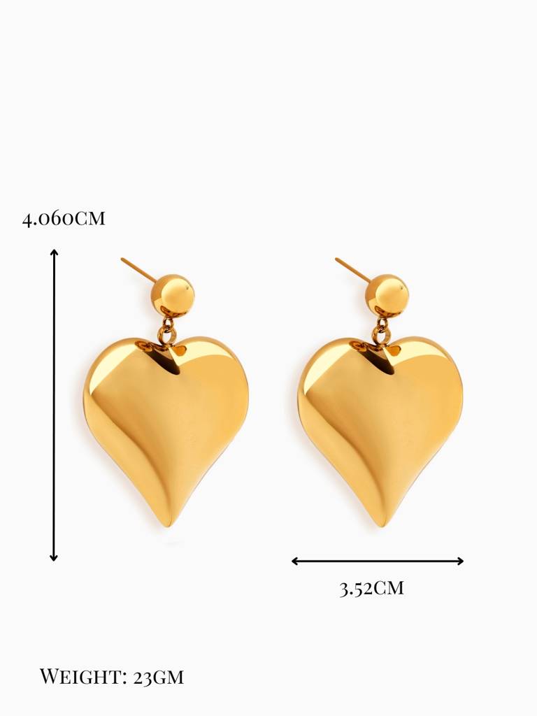 Oversized Heart Danglers : A-OVE-EARRI-A-0197-S