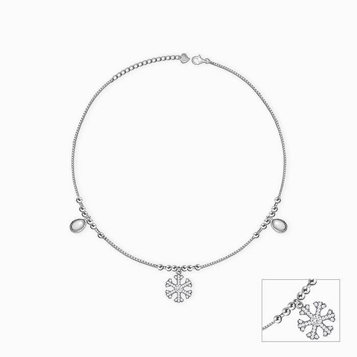 Silver Zircon Snowflake Anklet : A0021