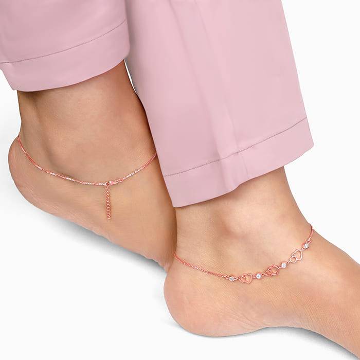Rose Gold Heart Anklet : A0028