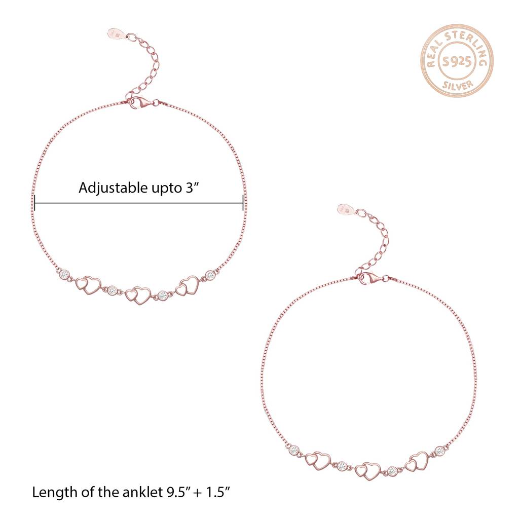 Rose Gold Heart Anklet : A0028