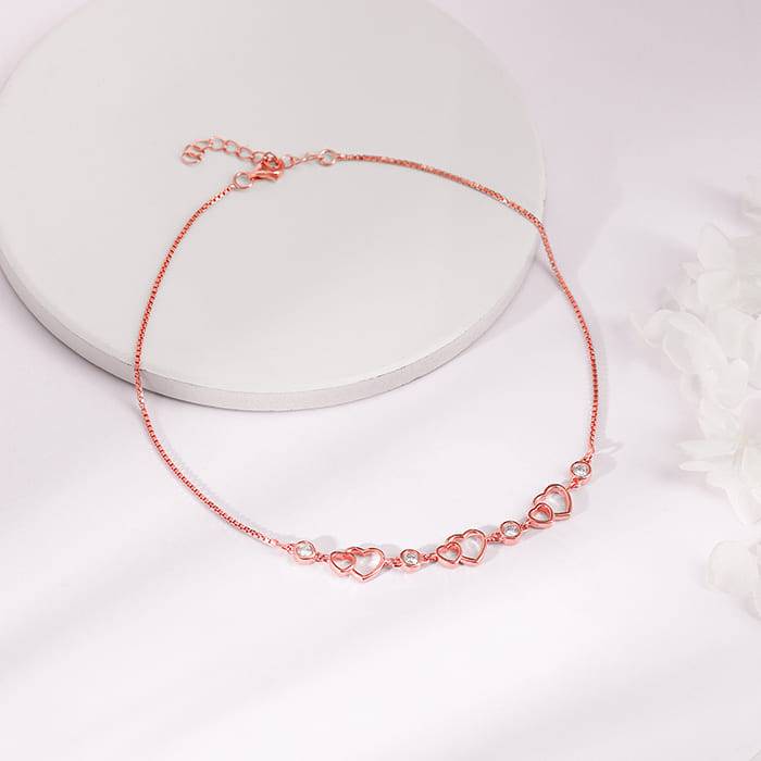 Rose Gold Heart Anklet : A0028