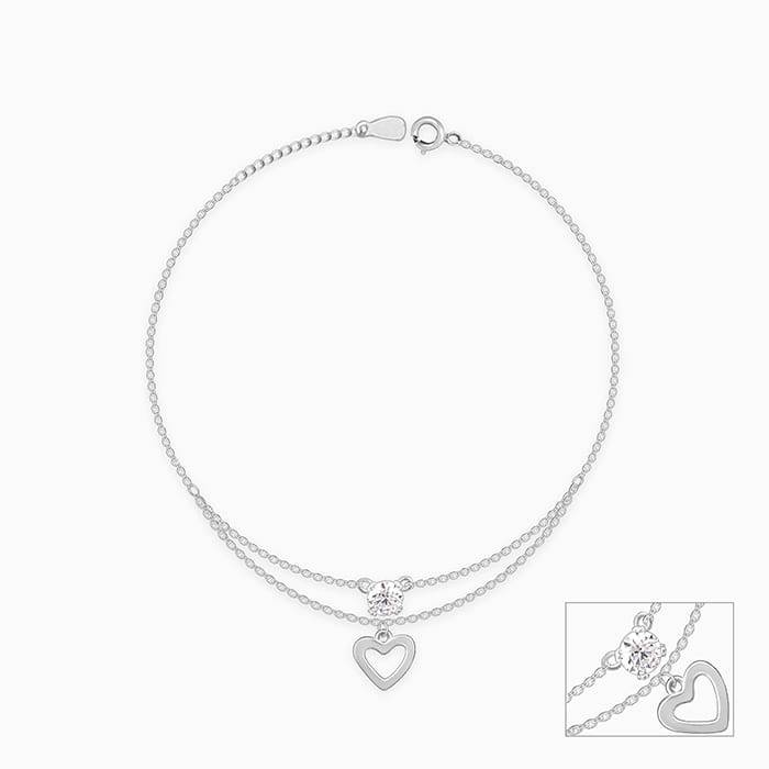 Silver Curl Heart Anklet : A0044